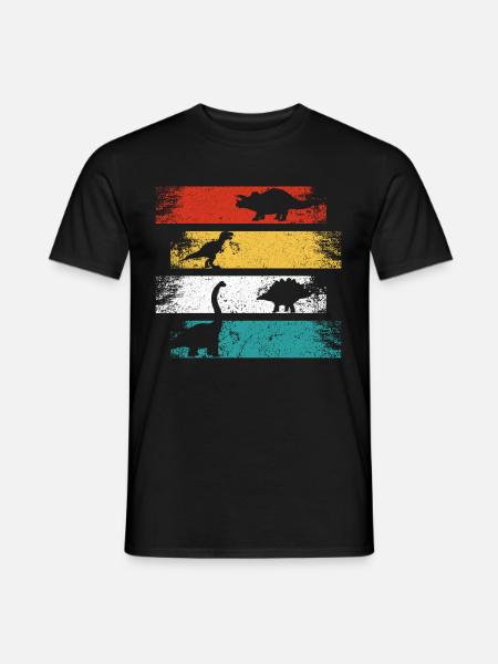 Retro Dino T-Rex Styracosaurus Dinosaurier - Männer T-Shirt - Schwarz