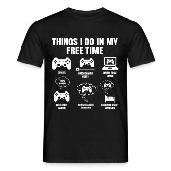 Things I Do In My Free Time Gaming - Men's T-Shirt - black - Front - AI Model Male 178 light (178cm)