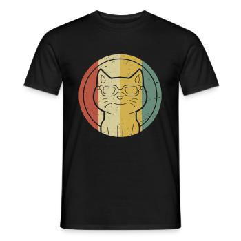 Vintage cat - Funny retro cat children gift - T-shirt homme - noir - Devant - AI Model Male 178 light (178cm)
