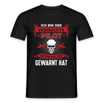 Verrückter Pilot Flugzeug Luftfahrt Totenkopf - Männer T-Shirt - Schwarz - Vorne - AI Model Male 178 light (178cm)