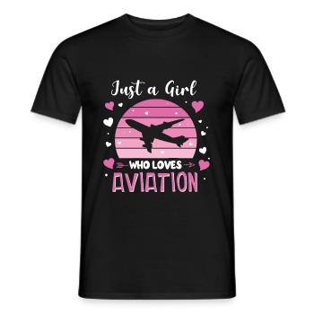 Just A Girl Who Loves Aviation Aviation Airplane - Men's T-Shirt - black - Front - AI Model Male 178 light (178cm)