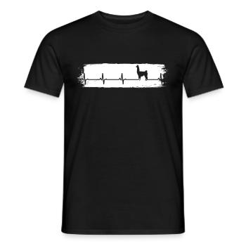Vintage Herzschlag Lama Alpaka Alpaca Tier - Männer T-Shirt - Schwarz - Vorne - AI Model Male 178 light (178cm)