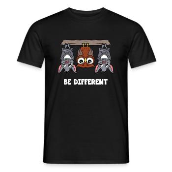 Funny owls bird bats Be Different animal lovers - Men's T-Shirt - black - Front - AI Model Male 178 light (178cm)