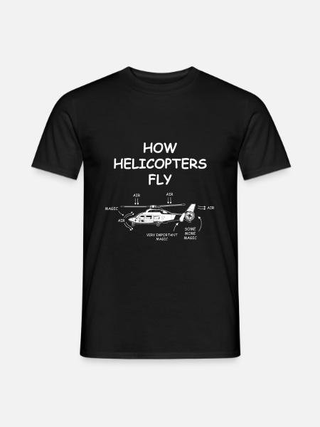 How Helicopters Fly Magic Anatomie Hubschrauber - Männer T-Shirt - Schwarz