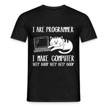I Are Programmeur Cat I Make Computer Beep Boop - T-shirt homme - noir - Devant - AI Model Male 178 light (178cm)