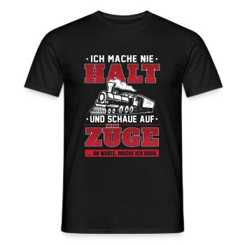 Ich mache nie Halt und schaue auf Züge Zug Spruch - Männer T-Shirt - Schwarz - Vorne - AI Model Male 178 light (178cm)