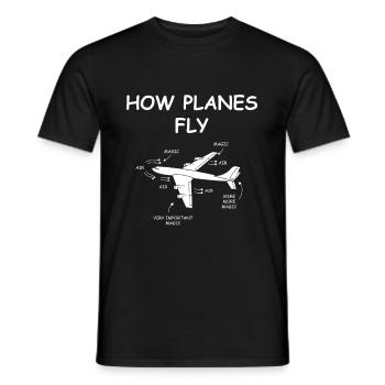 How Planes Fly Magic Magie Luft Flugzeug Auftrie - Männer T-Shirt - Schwarz - Vorne - AI Model Male 178 light (178cm)