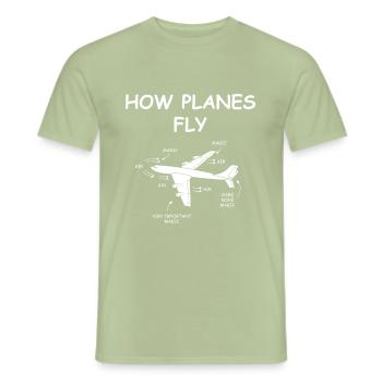 How Planes Fly Magic Magie Luft Flugzeug Auftrie - Männer T-Shirt - Sage - Vorne - AI Model Male 178 light (178cm)