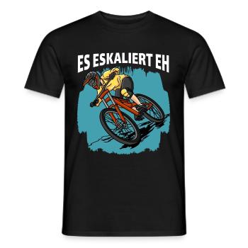 Downhill - Es Eskaliert Eh Mountainbiker Radfahrer - Männer T-Shirt - Schwarz - Vorne - AI Model Male 178 light (178cm)