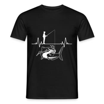 Pêche coeur de pêche Pêcher Wallerangler Wels - T-shirt homme - noir - Devant - AI Model Male 178 light (178cm)