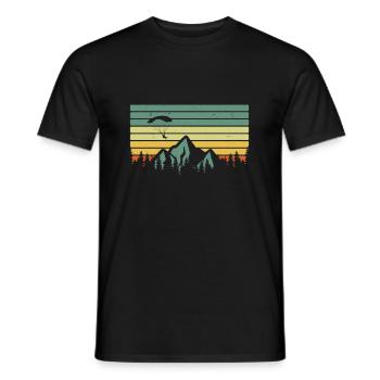 Vintage paraglider mountains skydiving paragliding - T-shirt homme - noir - Devant - AI Model Male 178 light (178cm)