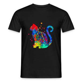 Cats Art Vintage Kitten Retro Kitten Graphic - T-shirt homme - noir - Devant - AI Model Male 178 light (178cm)