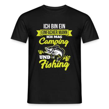 Simple man I like camping and fishing fishing - Men's T-Shirt - black - Front - AI Model Male 178 light (178cm)