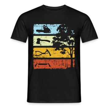 Bûcheron vintage tronçonneuse forestier - T-shirt homme - noir - Devant - AI Model Male 178 light (178cm)