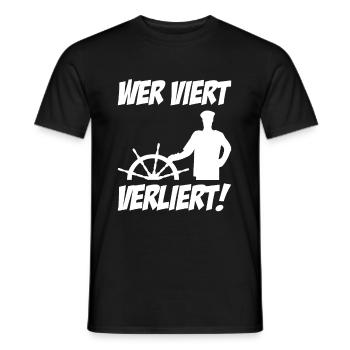 Wer Viert Verliert - Segler Skipper Steuerrad - Männer T-Shirt - Schwarz - Vorne - AI Model Male 178 light (178cm)