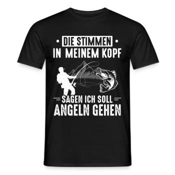 Stimmen im Kopf sagen ich soll angeln gehen - Männer T-Shirt - Schwarz - Vorne - AI Model Male 178 light (178cm)