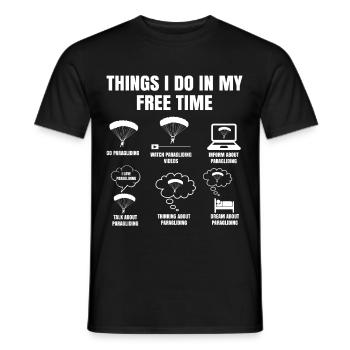 Things I Do in My Free Time Paragliding - Men's T-Shirt - black - Front - AI Model Male 178 light (178cm)