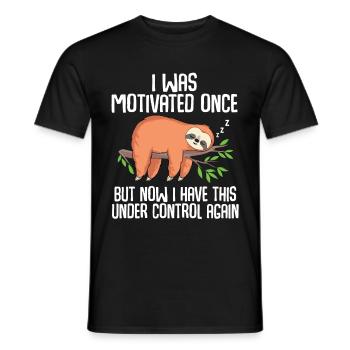 I Was Motivated Funny sloth employee work - Men's T-Shirt - black - Front - AI Model Male 178 light (178cm)