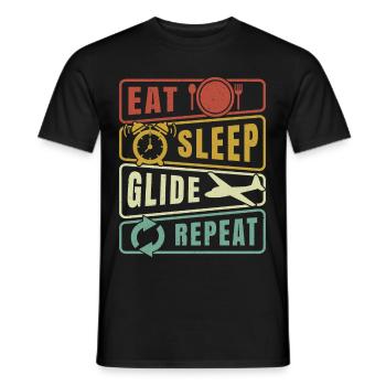 Eat Sleep Glide Repeat Glider Pilot Gliding Flight - T-shirt homme - noir - Devant - AI Model Male 178 light (178cm)