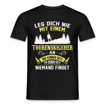 Leg dich nie mit einem Tourenskigeher an Skitour - Männer T-Shirt - Schwarz - Vorne - AI Model Male 178 light (178cm)