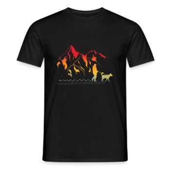 Mountains dog hiking Gassi vintage for dog owners - Men's T-Shirt - black - Front - AI Model Male 178 light (178cm)