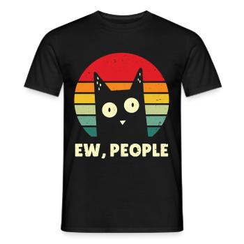 Cat Ew People Vintage Amoureux des Chats Anti Social - T-shirt homme - noir - Devant - AI Model Male 178 light (178cm)