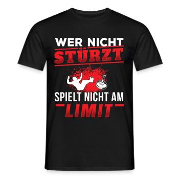 Eisstock Wer nicht stürzt spielt nicht am Limit - Männer T-Shirt - Schwarz - Vorne - AI Model Male 178 light (178cm)
