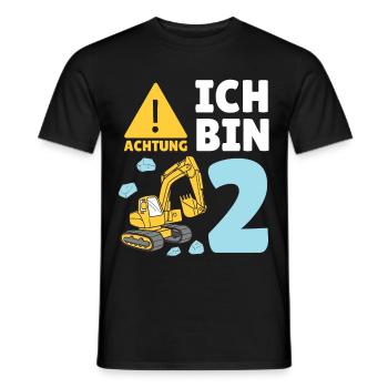 2. Geburtstag Bagger 2 Jahre Alt Baustelle Junge - Männer T-Shirt - Schwarz - Vorne - AI Model Male 178 light (178cm)