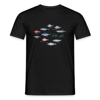 Angler Design mit diversen Fischarten Petri Heil - Männer T-Shirt - Schwarz - Vorne - AI Model Male 178 light (178cm)