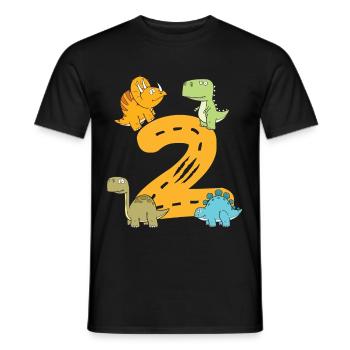2 ans jeune dinosaure dino anniversaire - T-shirt homme - noir - Devant - AI Model Male 178 light (178cm)