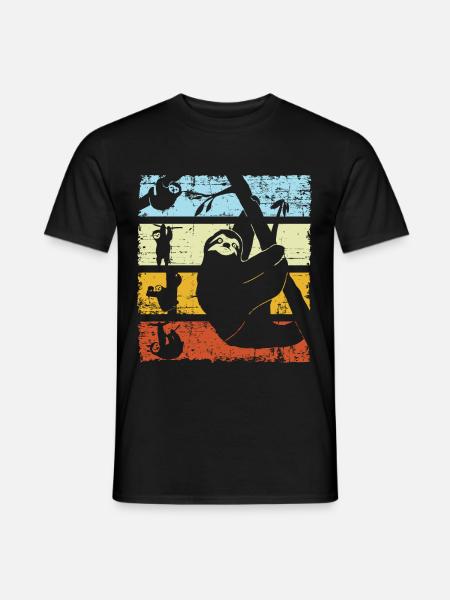 Vintage Retro Faultier Silhouette - Männer T-Shirt - Schwarz