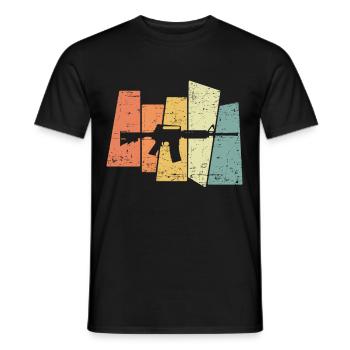 Rétro Gun Rifle Soldier Policeman Rétro - T-shirt homme - noir - Devant - AI Model Male 178 light (178cm)