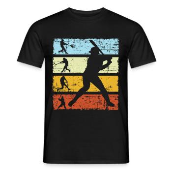 Rétro-joueur de baseball - T-shirt homme - noir - Devant - AI Model Male 178 light (178cm)