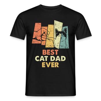 Vintage Best Cat Dad Ever Bump Fit - T-shirt homme - noir - Devant - AI Model Male 178 light (178cm)