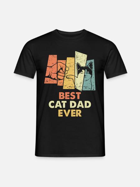 Vintage Best Cat Dad Ever Bump Fit - Männer T-Shirt - Schwarz