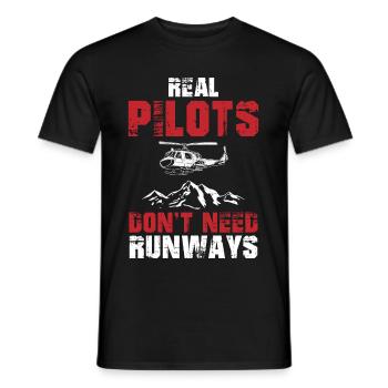 Real Pilots Don't Need Runways Helicopter - Men's T-Shirt - black - Front - AI Model Male 178 light (178cm)