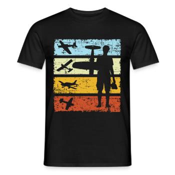 Model Airplane Aviation RC Flight retro vintage - Men's T-Shirt - black - Front - AI Model Male 178 light (178cm)