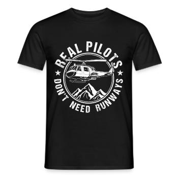 Real Pilots Don't Need Runways Helicopter - Men's T-Shirt - black - Front - AI Model Male 178 light (178cm)