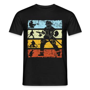 Feuerwehr Feuerwehrmann Feuerwehrfrau Retro - Männer T-Shirt - Schwarz - Vorne - AI Model Male 178 light (178cm)