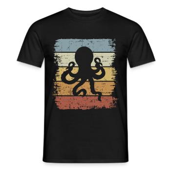 Poulpe rétro - T-shirt homme - noir - Devant - AI Model Male 178 light (178cm)