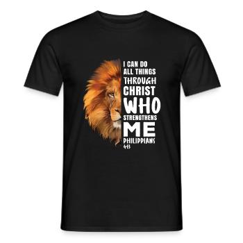 I Can Do All Things Through Christ Lion religieux - T-shirt homme - noir - Devant - AI Model Male 178 light (178cm)