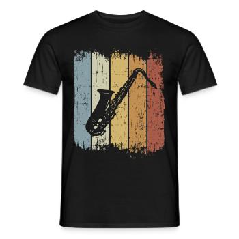 Retro Saxophone Musician Saxophonist Jazz Music - Men's T-Shirt - black - Front - AI Model Male 178 light (178cm)