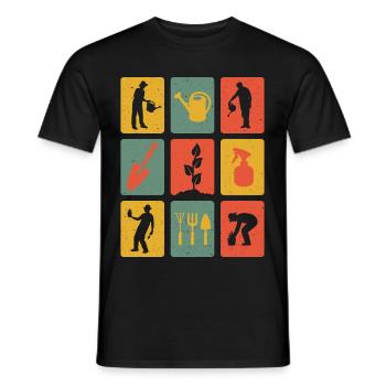 Vintage Gardener Gardener Garden Watering Can - Men's T-Shirt - black - Front - AI Model Male 178 light (178cm)