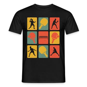 Rétro tennis de table vintage joueur de ping-cong - T-shirt homme - noir - Devant - AI Model Male 178 light (178cm)