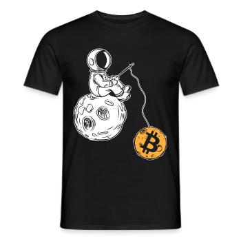 Astronaut Fishing Moon Bitcoin Crypto currency - Männer T-Shirt - Schwarz - Vorne - AI Model Male 178 light (178cm)