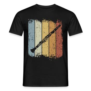 Retro Clarinet Vintage Musician Clarinetist Music - Men's T-Shirt - black - Front - AI Model Male 178 light (178cm)