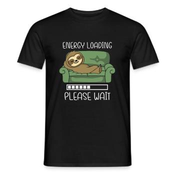 Energy Loading Please Wait paresseux sur canapé canapé - T-shirt homme - noir - Devant - AI Model Male 178 light (178cm)