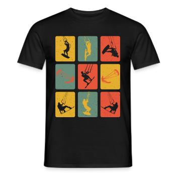 Retro Kite Surfer Kitsurfing Kiter Water Sports - Men's T-Shirt - black - Front - AI Model Male 178 light (178cm)