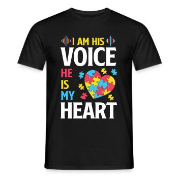 I Am His Voice Autism Awareness Yellow Ribbon - Men's T-Shirt - black - Front - AI Model Male 178 light (178cm)