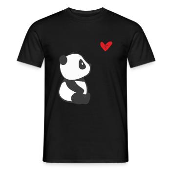 Panda With Heart - Funny Panda Bear Panda Costume - Men's T-Shirt - black - Front - AI Model Male 178 light (178cm)